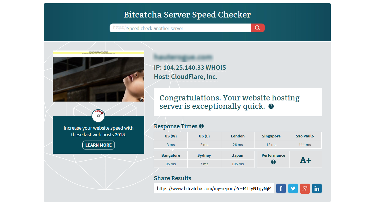 bitcatcha网站速度测试