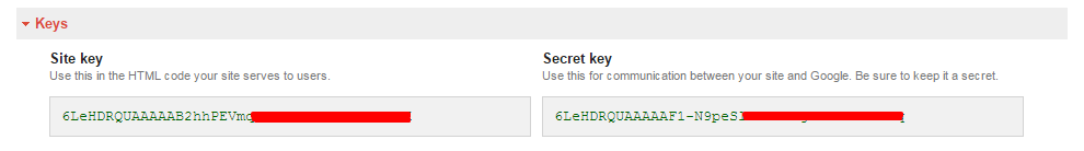 验证码的密钥和站点密钥